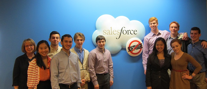 students at salesforce meeting